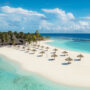 Long sand bank of Veligandu Maldives Resort island